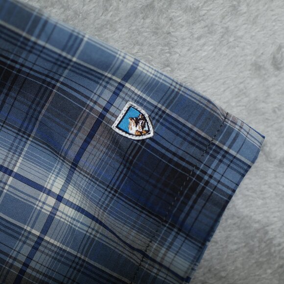 Kuhl Eluxur Shirt Mens 2XL Blue‎ Plaid Short Sleeve Outdoor Hiking Performance - Picture 5 of 12